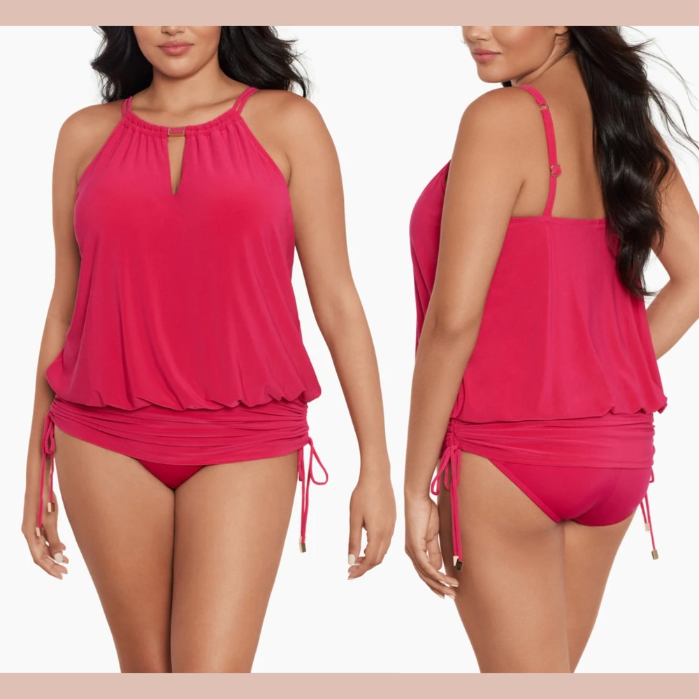 NWT $188‎ Magicsuit [ 10 ] Susan Keyhole Skirted One-Piece Swimsuit Pink #T1997
